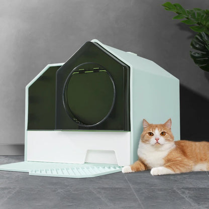 Cleaning Cat Litter Box Enclosed Cat Toilet Drawer Odor Control Large Sealed Anti Odor Chimney Vent Easy Scoop Dispenser
