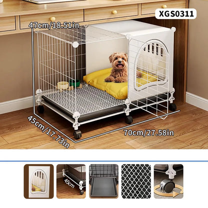 Dog Cage for Small and Medium-Sized Dogs, Indoor Household Use, Teddy Bichon Dog House with Tray, Integrated Toilet, Cat Cage, Dog Fence