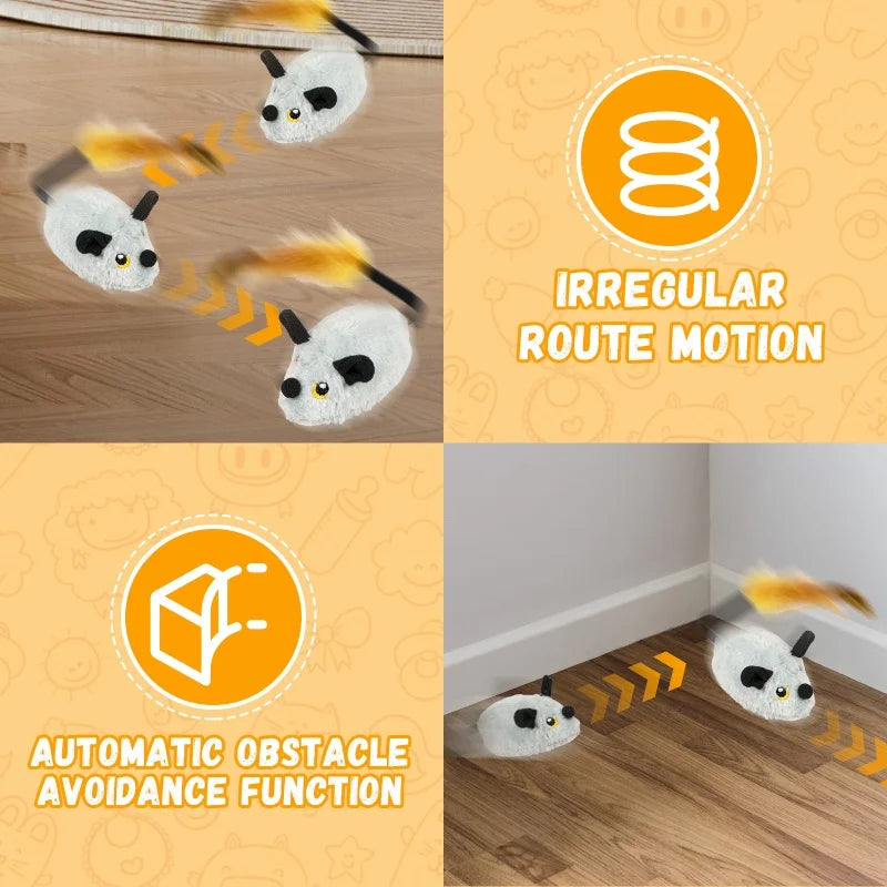 Cat Mouse Interactive Plush Toys LED Glow Electric Telecontrol Auto Rechargeable Pet Moving Mice Toy Realistic Kitten