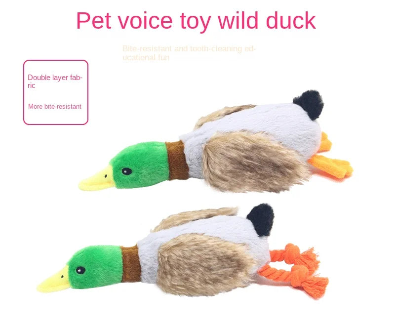 1pc Dog Chew Toys Cute Plush Duck Sound Toy Stuffed Squeaky Animal Squeak Dog Toy Cleaning Tooth Dog Chew Rope Pet Accessories