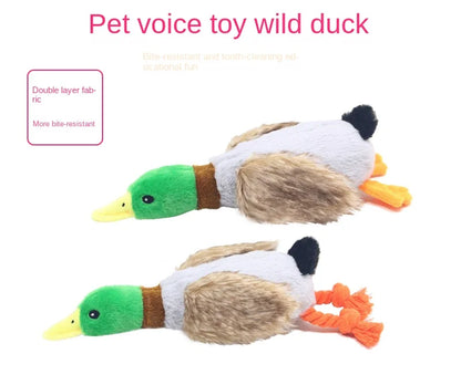 1pc Dog Chew Toys Cute Plush Duck Sound Toy Stuffed Squeaky Animal Squeak Dog Toy Cleaning Tooth Dog Chew Rope Pet Accessories