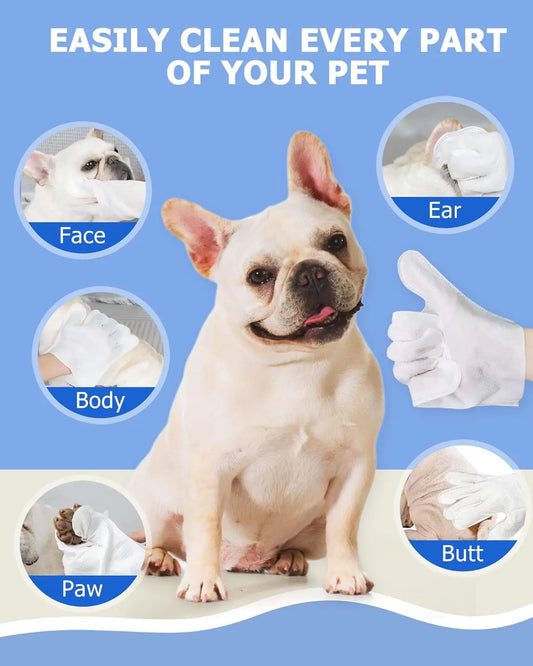 Pet Cleaning Wipe Gloves – Deodorising Grooming Bath Wipes for Dogs & Cats - Pet Suppie