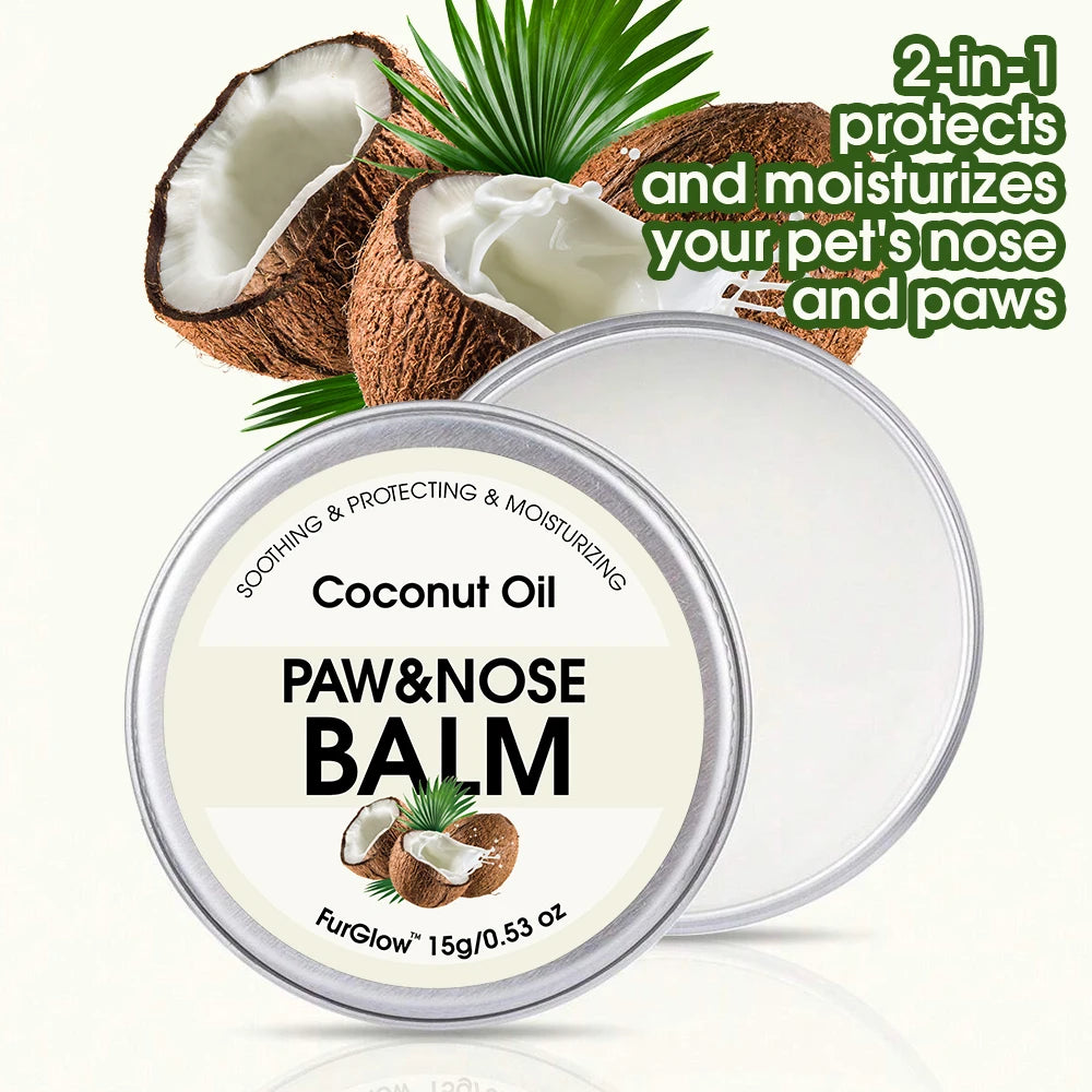 Two-In-One Pet Paw and Nose Care Balm Can Effectively Relieve Dry Noses and Cracked Paws in Winter Suitable for Dogs and Cats, It Has a Soothing and Nourishing Effect, Emits a Light Coconut Scent, and Contains Coconut Oil Ing