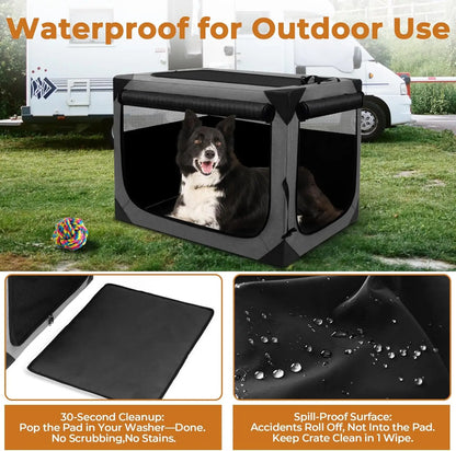 Collapsible Dog Crate for Large Dogs, Portable Pet Kennel with Chew-Proof Mesh Window (36' L x 25' W x 25', Dark Gray)