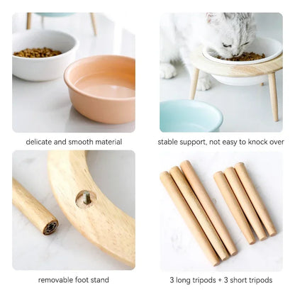 Cat Supplies Food Water Bowl Pet High Foot Feeding Dish Cats Dogs Ceramics Feeder Elevated Cat Ceramic Bowls Height Adjustable