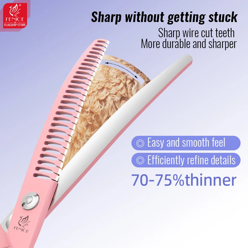 Fenice Dog Beauty Scissors Colorful 6.5/7/7.5 inch JP440C Professional Dog Grooming Scissors Curved Thinner Chunker Shears Tools