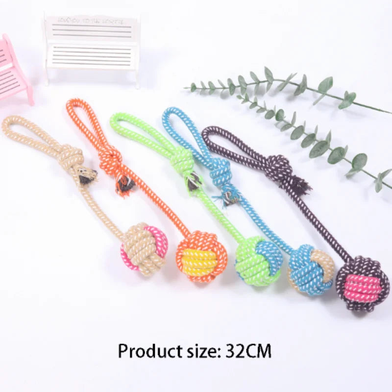 Mini Dog Toys Interactive Cotton Rope Chew Ball Toothbrush Puppy Toy for Teething Large Small Dogs Pet Accessories