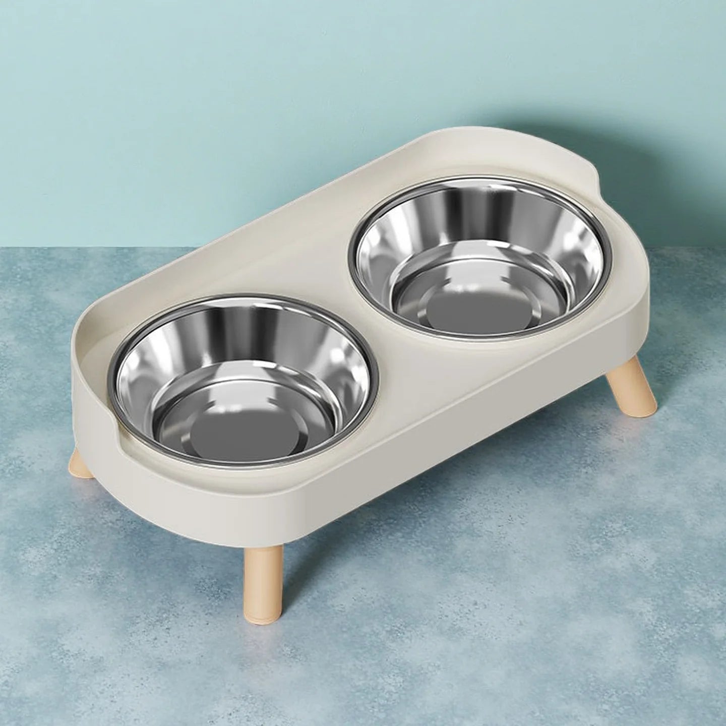 Dopamine Colorful Elevated Pet Feeder: Dual Stainless Steel Bowls with Neck Support - Fashion Food & Water Station for Pets