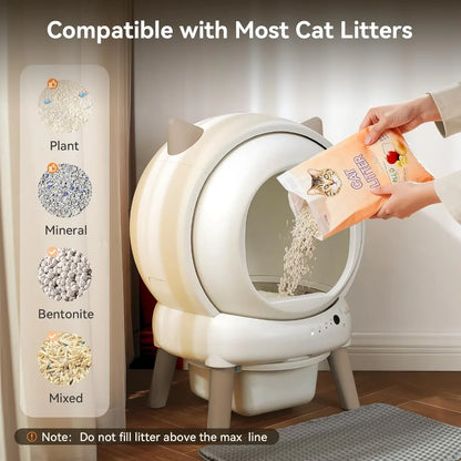 Self Cleaning Litter Box - E2 Automatic Cat Litter Box Large Smart Self Cleaning Robot for Cats, Double Safety Protection