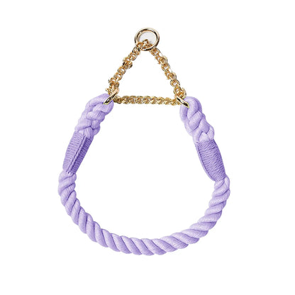 Dog Collar P Chain Comfortable Cotton Dog Collars Adjustable Braided Cotton Multi-Color Rope Collar with Durable Metal Dog Chain