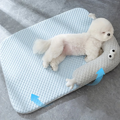 Dog Cool Mat Big-eyed Monster Breathable and Absorbent Mat Summer Cooling Sleeping Washable Pad Cool Nest for Cats Dogs