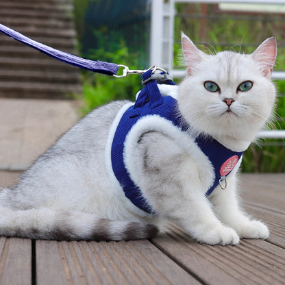Rabbit Fur Cat Dog Harness and Leash Set Winter Pet Outdoor Walking Supplies Reflective Adjustable Kitten Puppy gatos Harnesses
