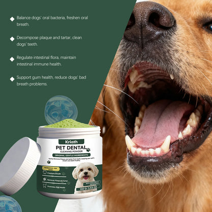 Natural Pet Dental Powder Cat Dog Breath Freshener Oral Health Care Clean Teeth Plaque Defense Enzyme Formula Pet Supplies