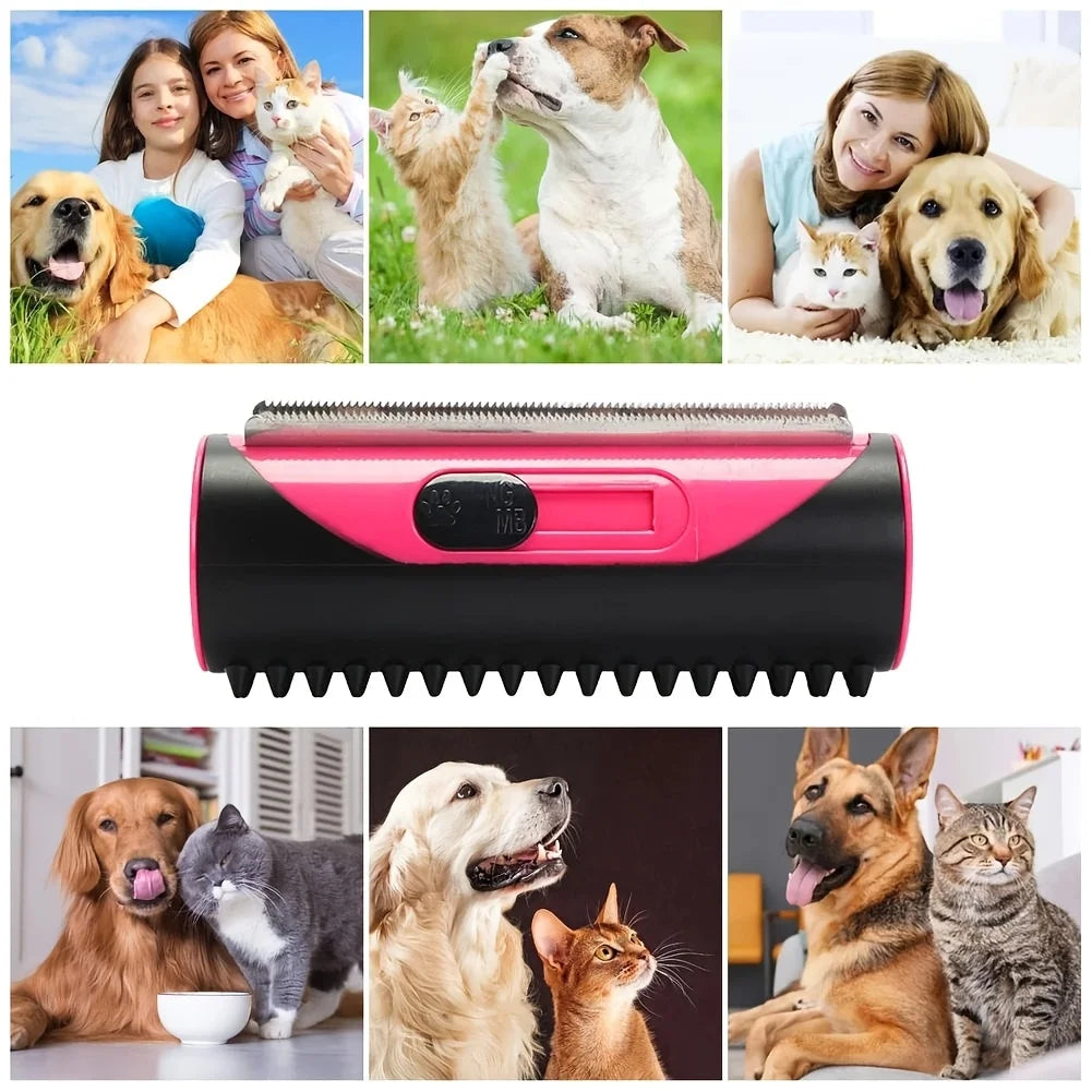 ABS Stainless Steel Pet Hair Remover Brush, Double Sided Grooming Tool for Sofa Carpet Dog Cat Shedding Accessories