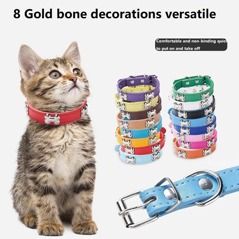 New Bone Leather Durable Pet Dog Collars Puppy Pug Collars for Small Large Dog Puppy Neck Collar GXQ13