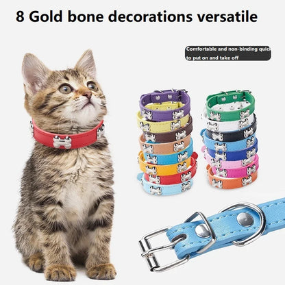 New Bone Leather Durable Pet Dog Collars Puppy Pug Collars for Small Large Dog Puppy Neck Collar GXQ13