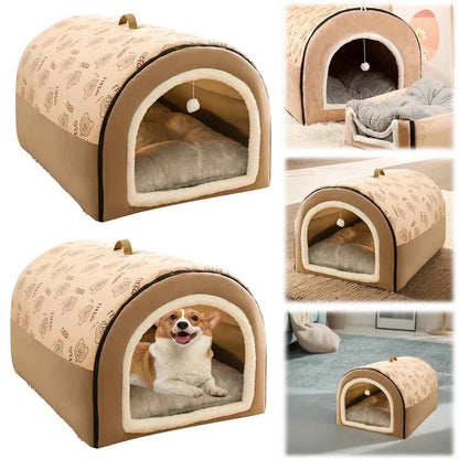 Dogs Bed Nest Detachable Plush Cotton Puppy Shelter Comfortable Large Dog Bed House Winter Cat Bed Castle Dogs Cats Pet Supplies