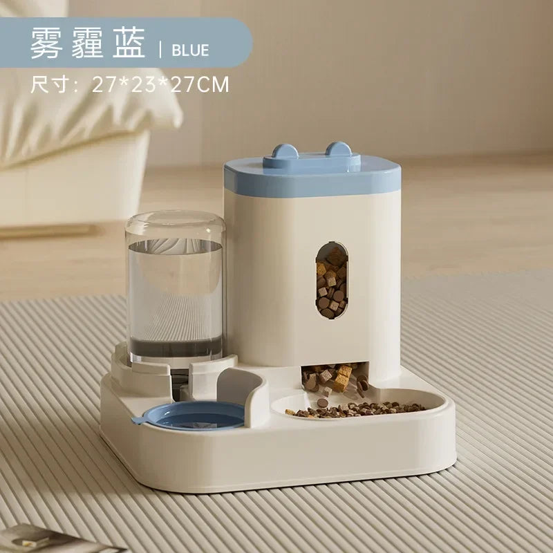KJ Automatic Feeder Dog Cat Food Bowl with Water Fountain Large Capacity Pet Food Storage Dispenser Container Puppy Pet BB
