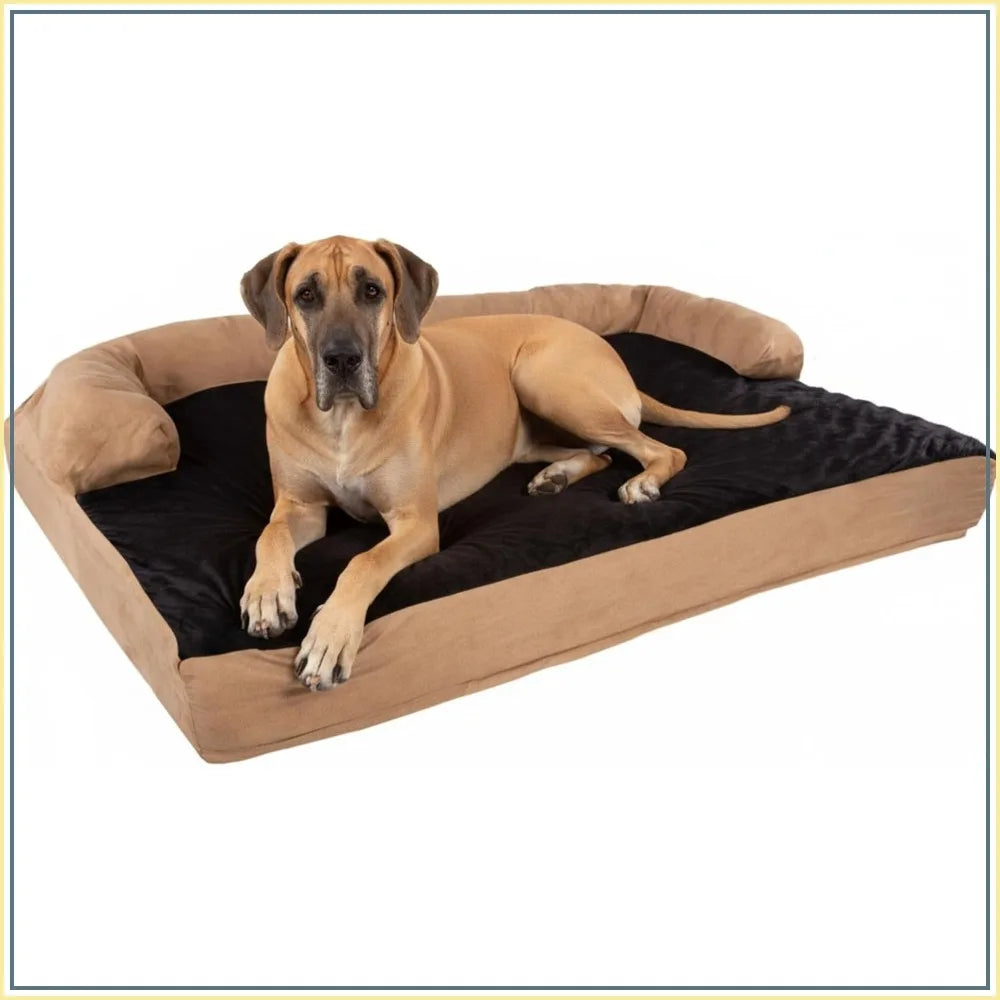 Jumbo Dog Bed 51x35.5 Pet Bed 3-Layer Orthopedic Dog Sofa with Cooling Gel Memory Foam Neck Bolster