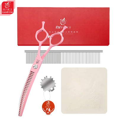 Fenice Dog Beauty Scissors Colorful 6.5/7/7.5 inch JP440C Professional Dog Grooming Scissors Curved Thinner Chunker Shears Tools