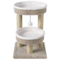 24" Cat Tower with 2 Plush Perches  Scratching Posts and Dangling Ball-Beige