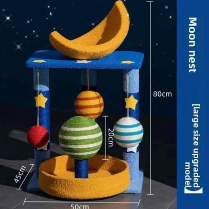 Space Capsule Cat Tree Tower, Natural Sisal Scratching Post, Multi-Level Climbing Stand for Indoor Cats