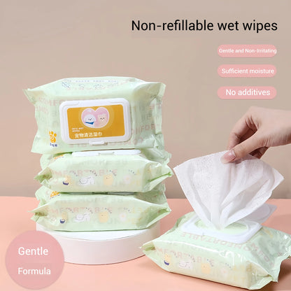 3 Packs, 80 Sheets Per Pack, Pet Wipes, Pet Wipes Specifically for Cats and Dogs, for Wiping Tear Stains, Cleaning Body Parts, No-Rinse, Deodorizing, Cleaning Wet Wipes
