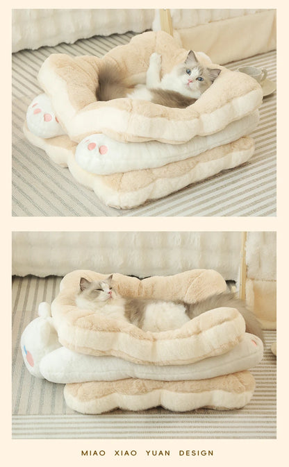 HOOPET Cat Bed Sandwich Cookie Cat Nest Winter Warm Thickened Cat Bed Winter Cat Kitten Sleeping With Pet Kennel