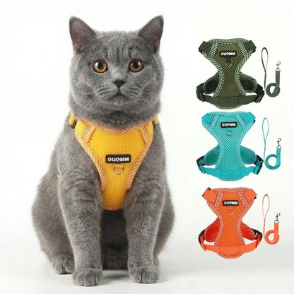 Escape Proof Cat Harness with Leash, Reflective Adjustable Mesh Vest for Cats and Kittens, Safe Outdoor Walking Training Harness