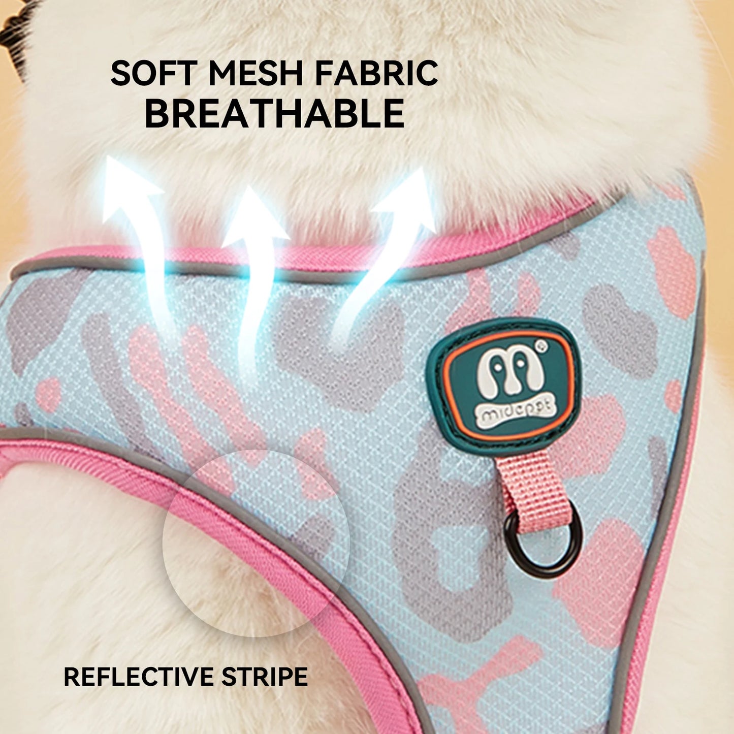 New Arrives Adjustable Soft Mesh With Fashionable Design Pet Harness And Leash Set