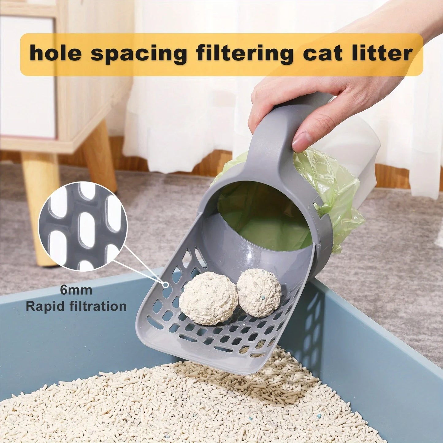 Cat Litter Scoop with Integrated Trash Can - Large-Capacity Portable, Easy-Clean Plastic Pet Waste Shovel for Cats