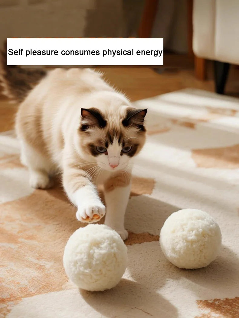 Cat toy silent wool ball cat's self pleasure boredom relief toy chasing prey ball teasing cat stick grinding teeth durable bite