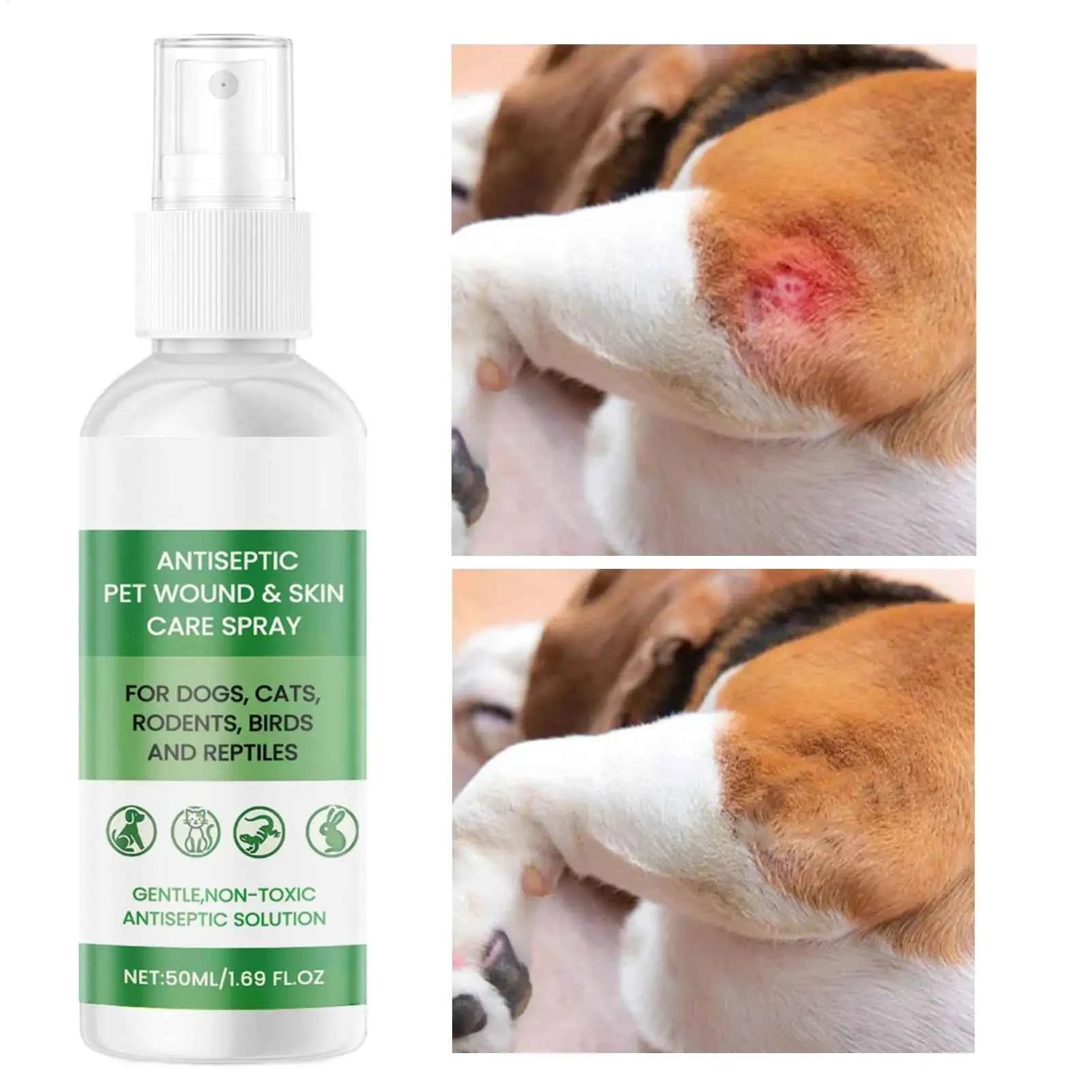 Dog Skin Soothing Spray 50ml Anti Itch Relief Pet Hot Spot Wound Care Moisturizer Cat Puppy Coat Healing Quick Absorb Liquid