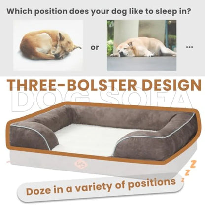 Large Orthopedic Premium Memory Foam Dog Bed Dog Sofa with Washable and Removable Suede Cover Waterproof Liner and Non-Slip Bot
