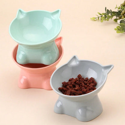 Hot-selling Nordic style pet bowl, cervical vertebra protection cat bowl anti-tip plastic inclined mouth cat bowl pet supplies