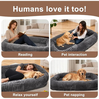 Extra Large Orthopedic Memory Foam Dog Bed for Adults, 70x38x10 Washable XL Pet Bed in Dark Grey