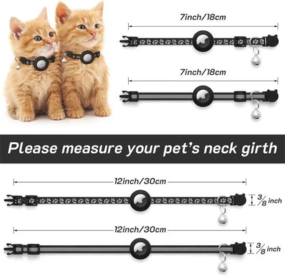 Airtag Cat Collar, Breakaway Cat Airtag Collar with QR Tag & Reflective Lightweight Kitten Collar for Apple Air tag GPS Tracker