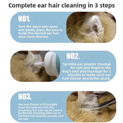 PETCLEAR Cat Dog Ear Powder Painless Ear Hair Removal Powder for Pets Easy to Remove Ear Hair Pets Cleaning Tools 30g