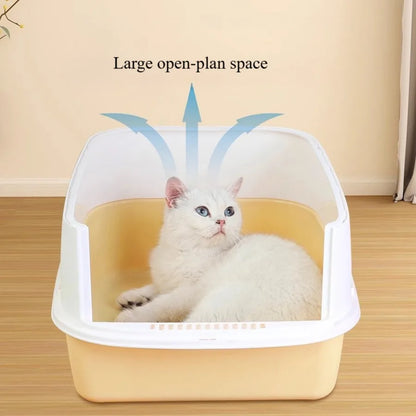 1pc Indoor Cat Litter Box Closed Pet Poop Box Sand and Splash Resistant Open Cat Toilet Cat Litter Box with Removable Top Lid
