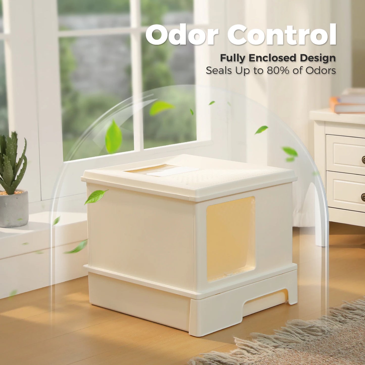 Enclosed Cat Litter Box with Scoop, Large Litter Box for Indoor, Cat Toilet with Lid, Pull-Out Drawer, Top Exit Anti-Tracking