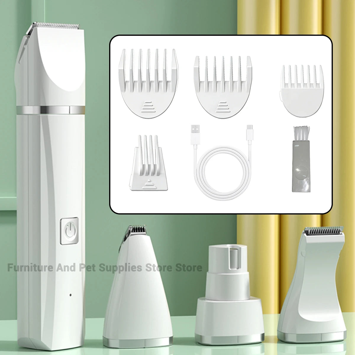 Professional 4-in-1 Electric Pet Grooming Tool Set Dog Hair Clippers USB Rechargeable Pets Haircut Trimmer Shaver Cats Supplies