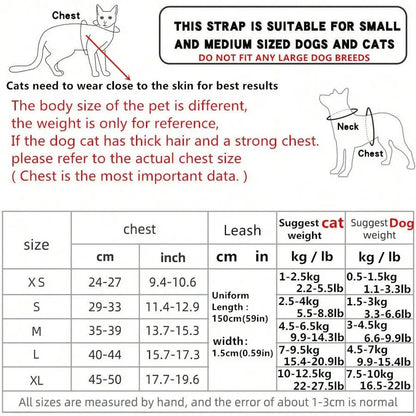 1 Set Pet Harness Leash, Suitable For All Seasons, Fits Small And Medium Dogs, Vest-Style Comfortable Dog Leash, Outdoor Walking