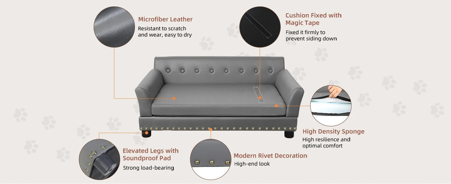 BINGOPAW Rectangle Pet Bed for Medium and Large Dogs, Durable Elevated Dog Sofa Bed, Comfortable Dog Couch, Modern Dog Sofa