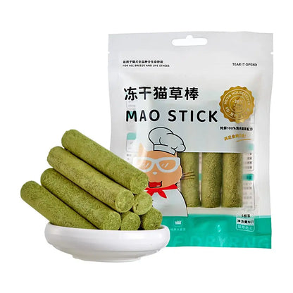 Cat Grass Sticks Grass Chewing Stick Freeze Dried Snacks Mouth Health Teething Digestive Aid Natural Teeth Cleaner Fattening Pet