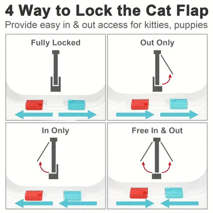 Pet Door 4 Way Locking Security Lock ABS Dog Cat Weatherproof Flap Door Controllable Switch Direction Doors Small Pet Supplies