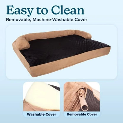 Jumbo Dog Bed 51x35.5 Pet Bed 3-Layer Orthopedic Dog Sofa with Cooling Gel Memory Foam Neck Bolster