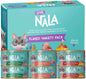 Natural Adult Cat Wet Food Variety Pack - Salmon, Tuna, Chicken - Grain Free, Non-GMO with Omega 3 & Vitamins - 12 Pack
