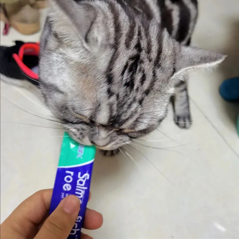 Pet Snacks Cat Strips Young Cat Wet Food Pack Nutrition Abalone+Beef Cod Salmon Formula Mixed Flavor Cat Liquid Snacks 30 Strips
