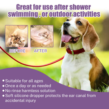 YEGBONG 100ml Hypoallergenic Pet Ear Cleaning Solution Gentle Non Irritating Vet Recommended Cleansing for Dog Cat Sensitive Ear