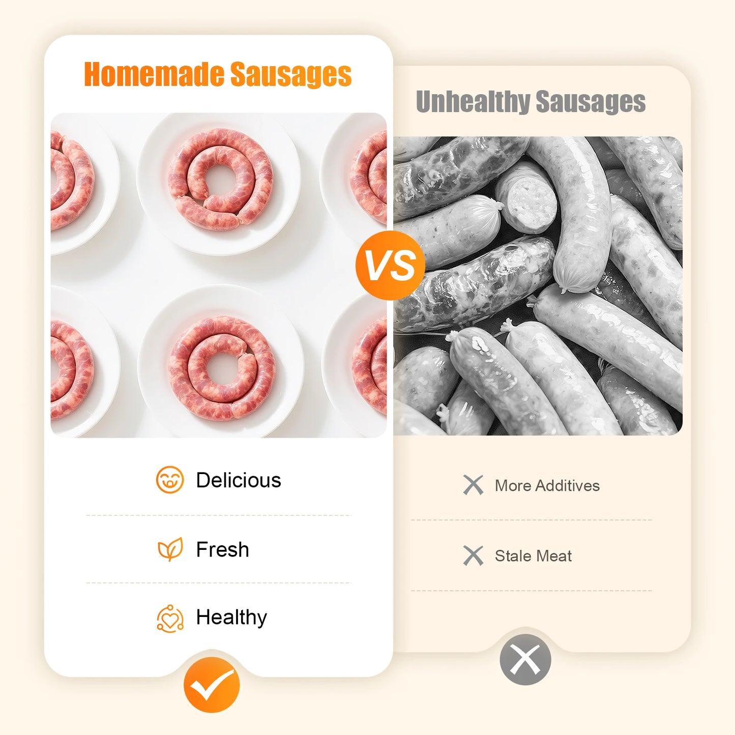 3L Vertical Manual Sausage Stuffer Machine Stainless Steel Sausage Maker with 4 Steel Tubes&7 PE Tubes Sausage Meat Filling Tool